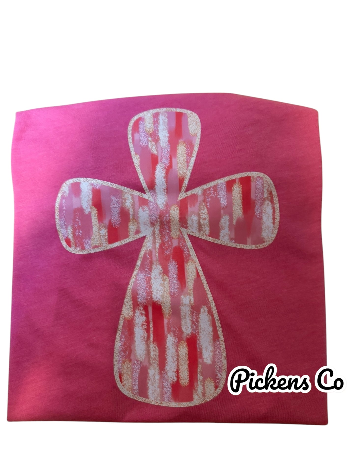 Pink Brushstroke Glitter Cross